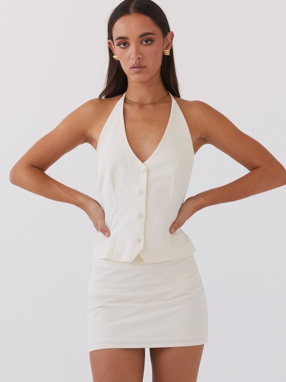 Peppermayo Sarah Halter Neck Button-Front Vest - Picture 4 of 16